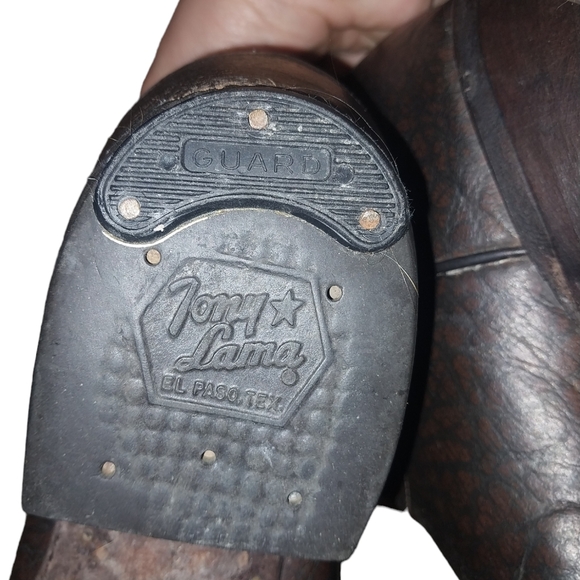 Tony Lama 16" black buckaroo Western Boots size 8 - Picture 8 of 9